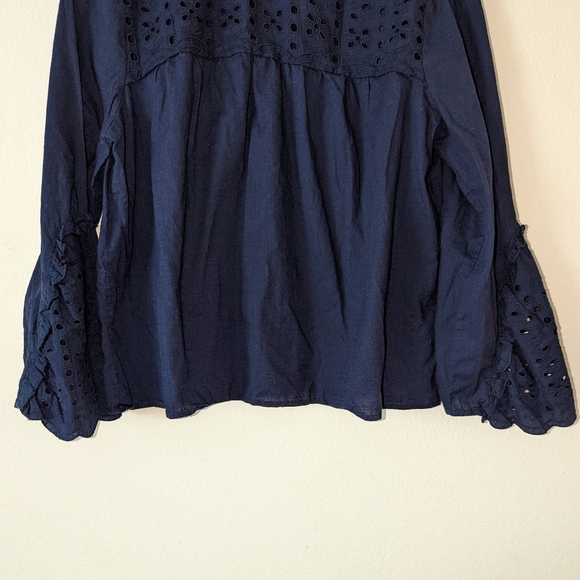 Zara Navy Eyelet Shirt - Picture 5 of 8